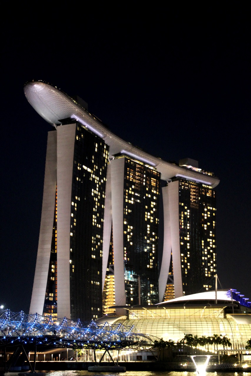 singapore, marina bay, night view, hyundai, building, tall, singapore, singapore, singapore, singapore, singapore